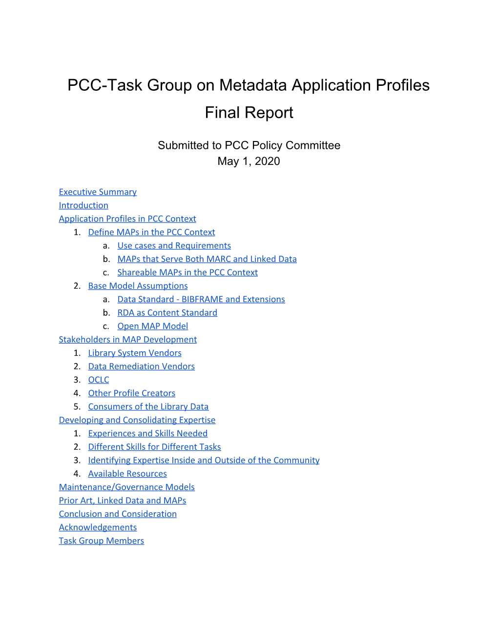 PCC-Task Group on Metadata Application Profiles Final Report
