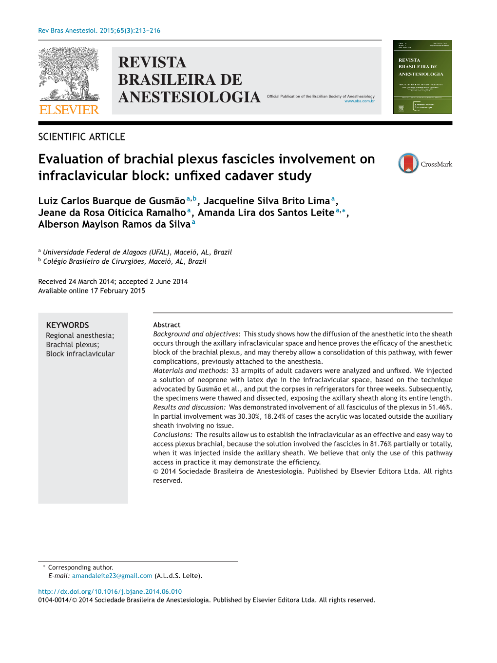 Evaluation of Brachial Plexus Fascicles Involvement on Infraclavicular Block