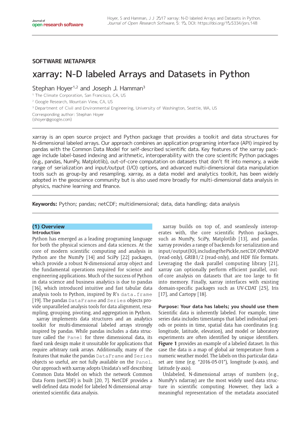 Xarray: N-D Labeled Arrays and Datasets in Python