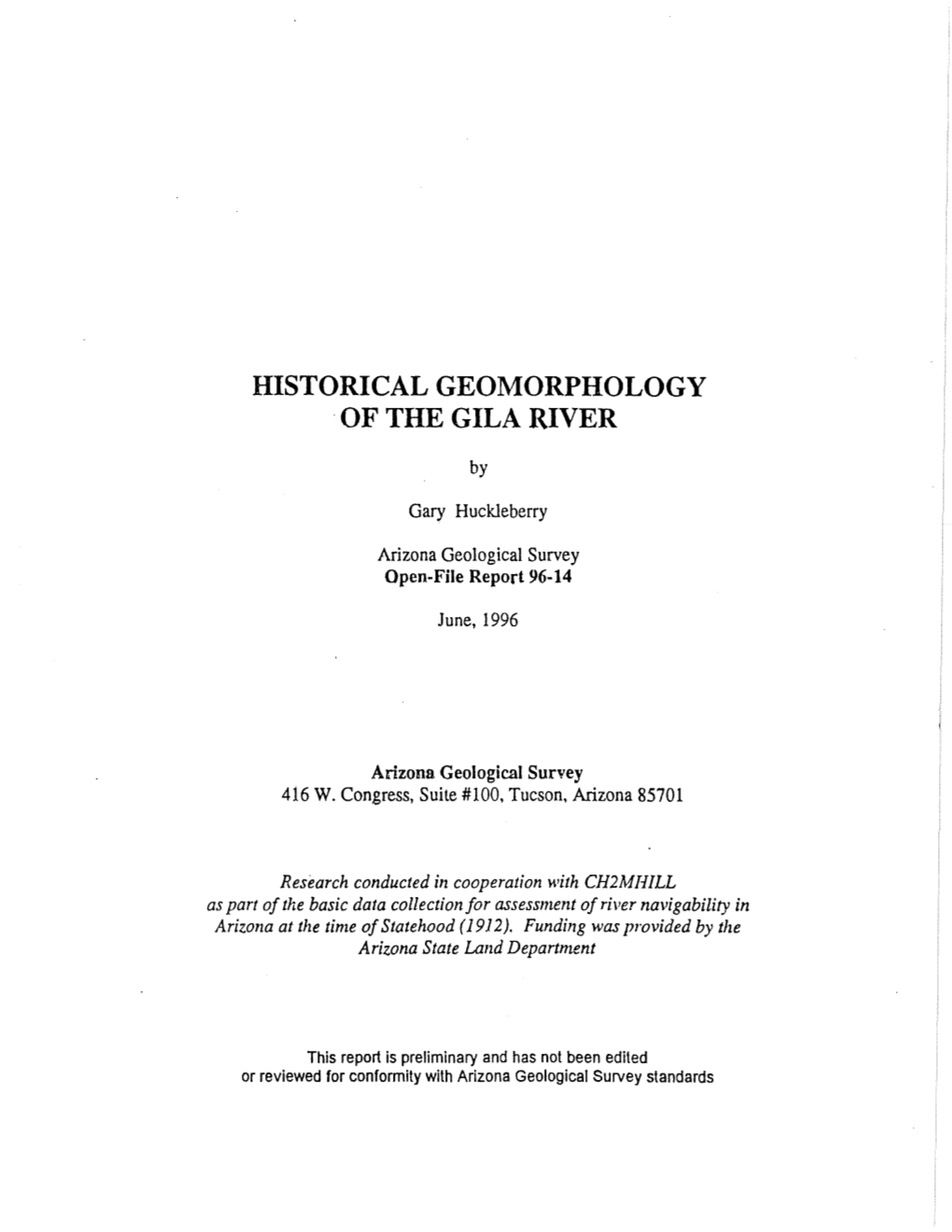 Historical Geomorphology of the Gila River