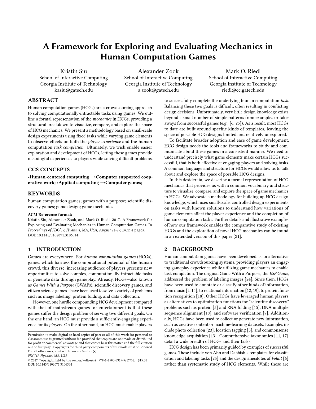 A Framework for Exploring and Evaluating Mechanics in Human Computation Games