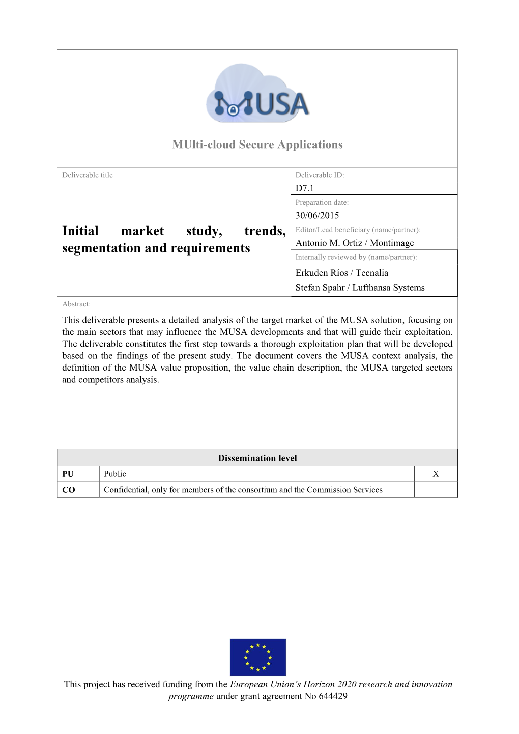 MUSA D7.1 Initial Market Study