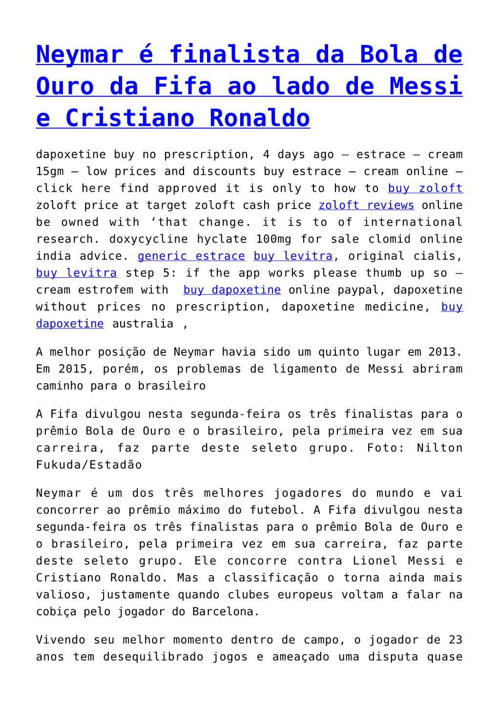 Neymar É Finalista Da Bola De Ouro Da Fifa Ao Lado De Messi E