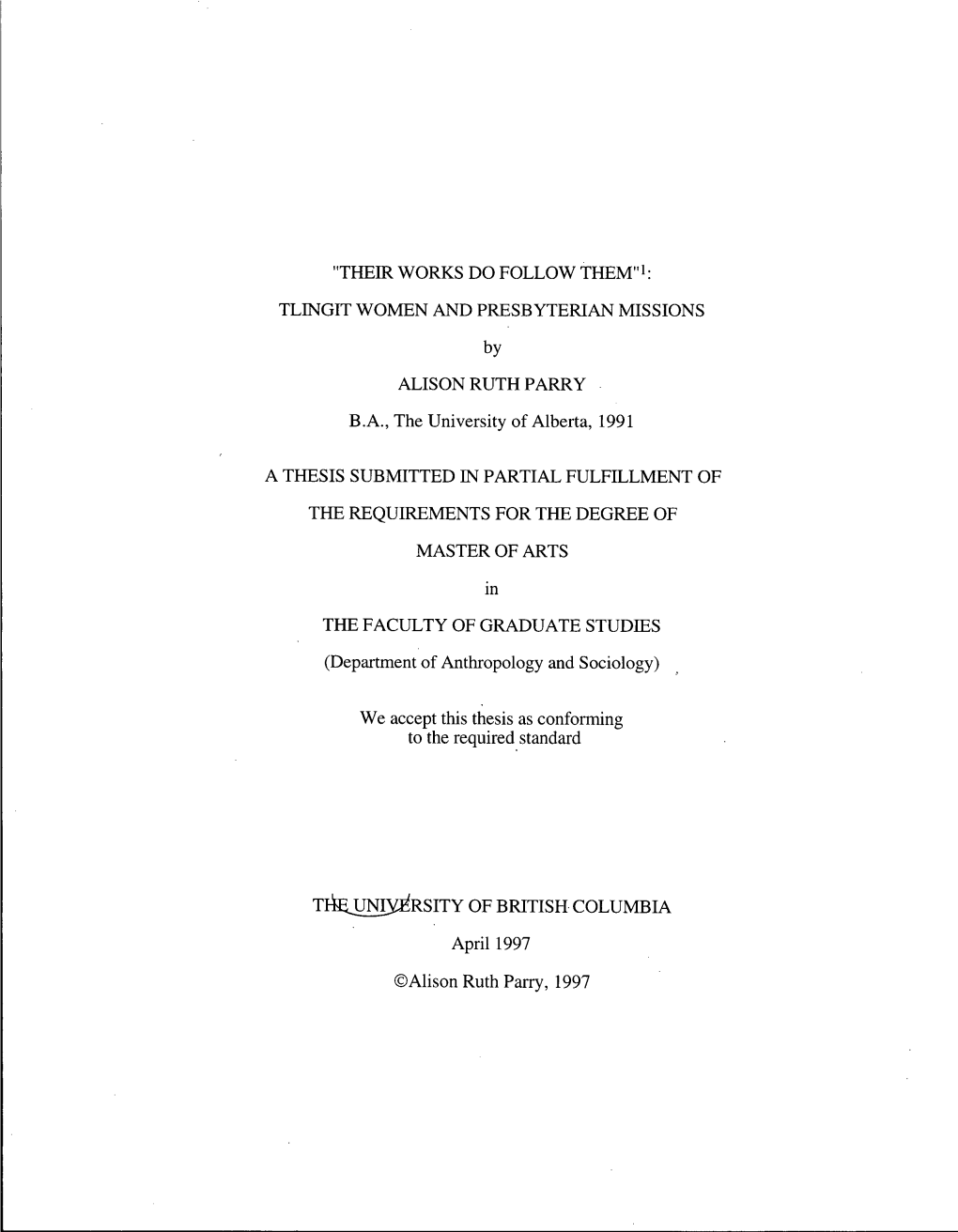 TLINGIT WOMEN and PRESBYTERIAN MISSIONS By