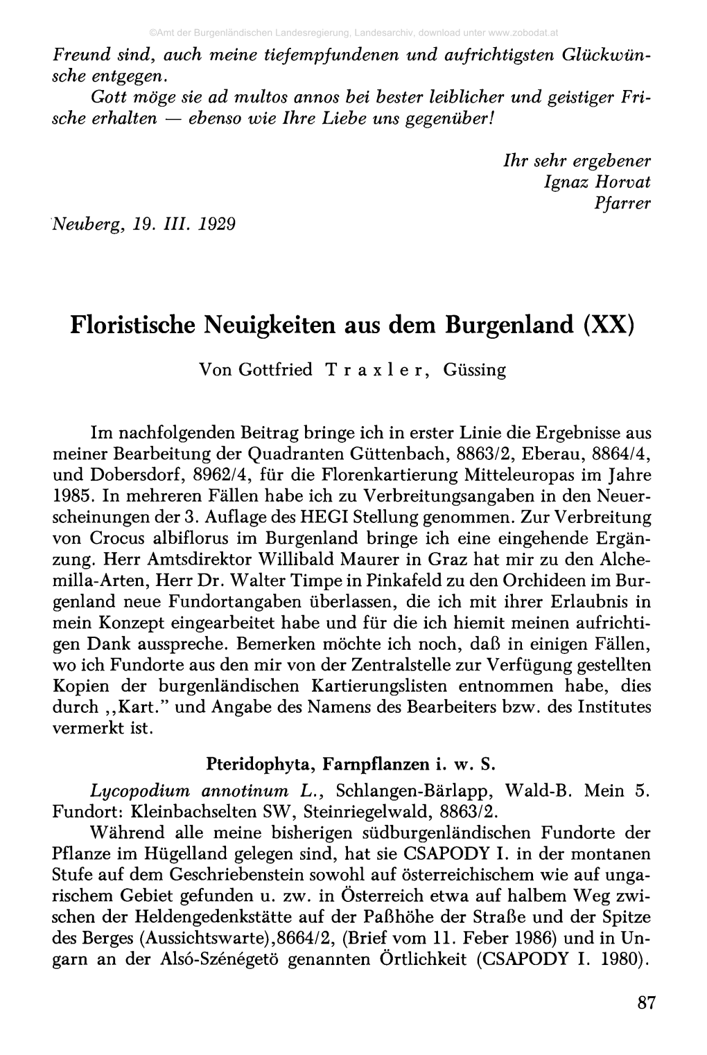 Floristische Neuigkeiten Aus Dem Burgenland (XX)