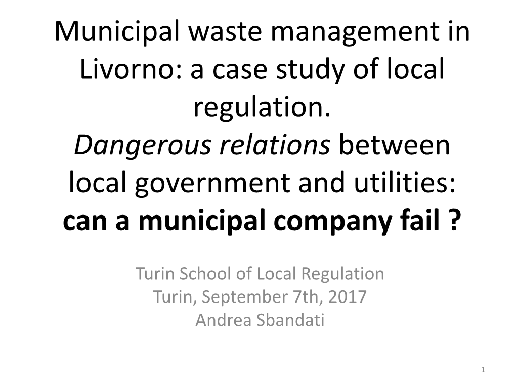 The Case of Waste Cycle in Livorno