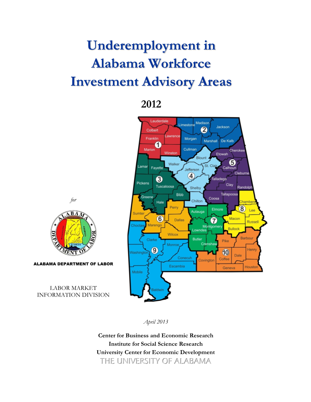 Underemployment in Alabama Workforce Investment Advisory Areas