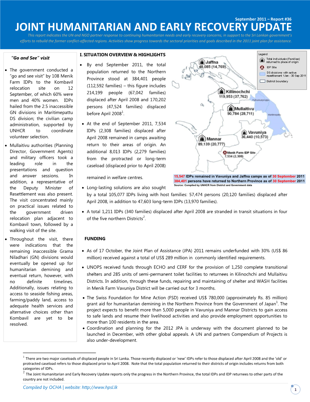 Joint Humanitarian and Early Recovery Update