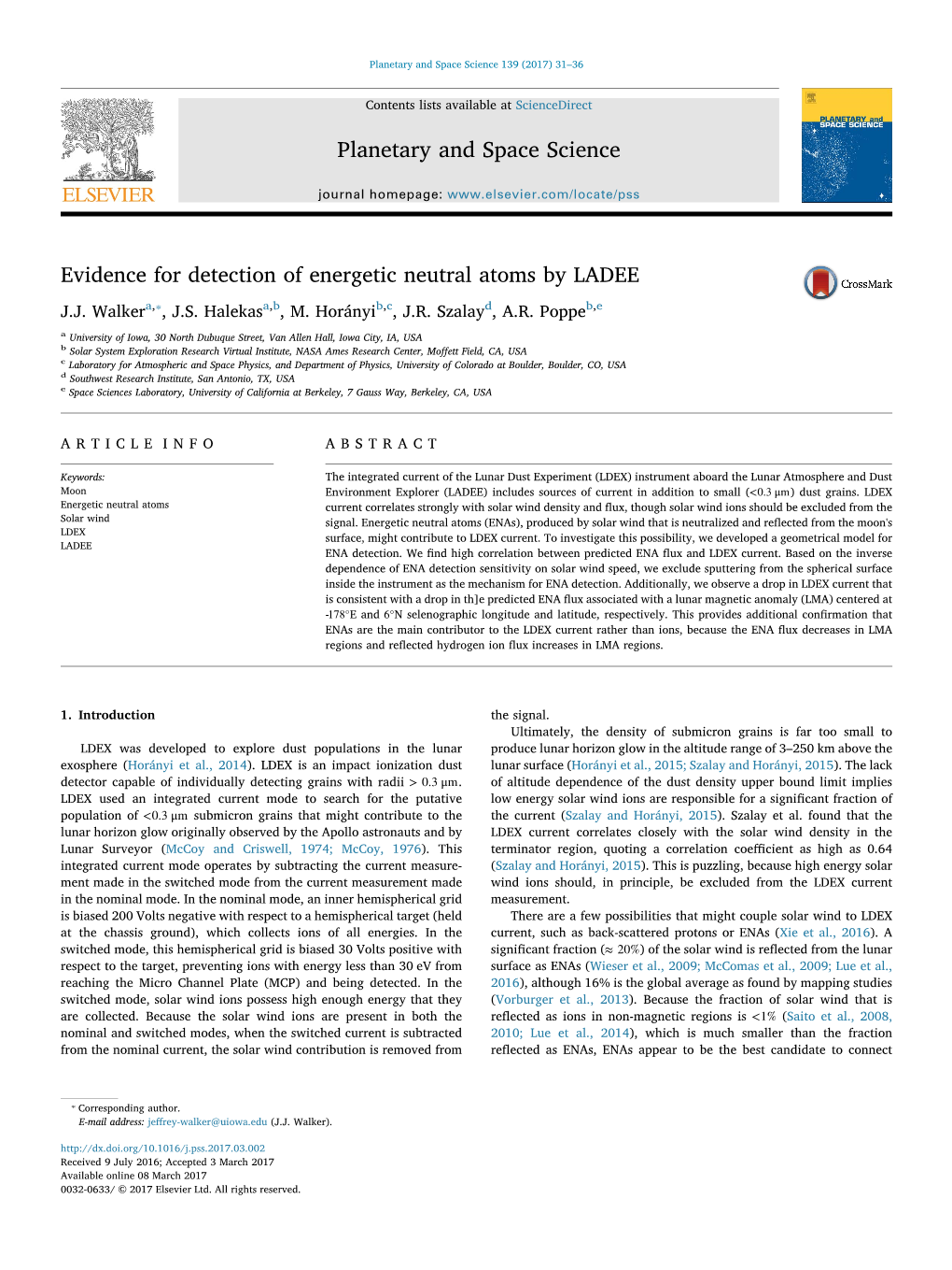 Evidence for Detection of Energetic Neutral Atoms by LADEE ⁎ MARK J.J