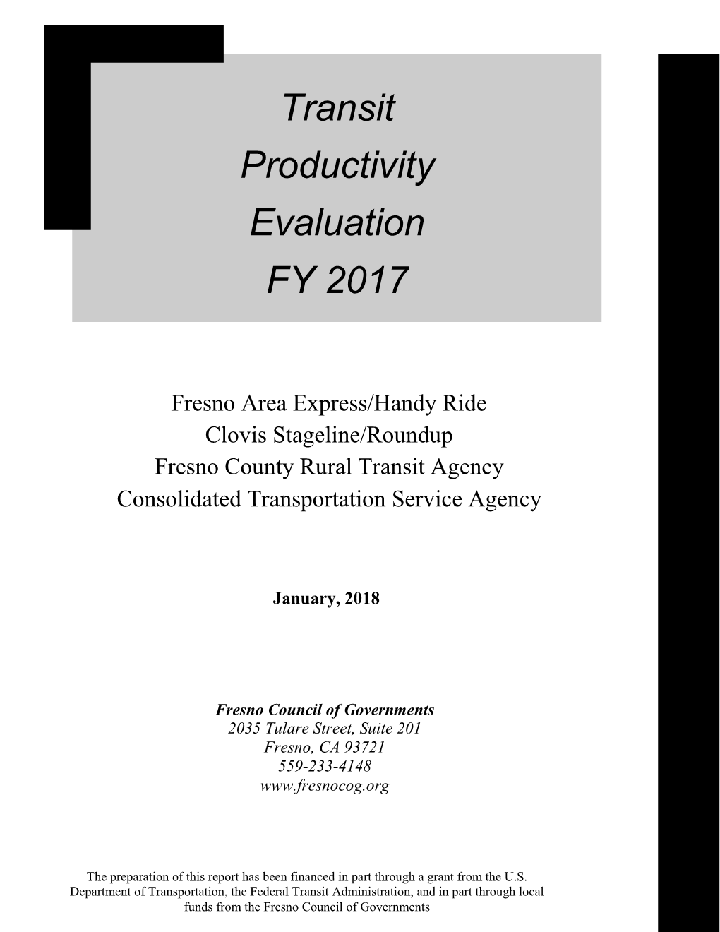 Transit Productivity Evaluation FY 2017
