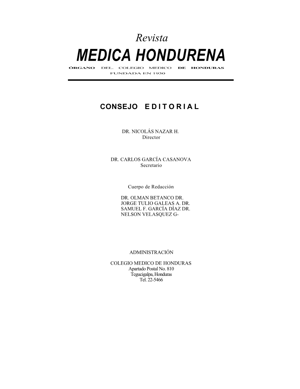 Medica Hondurena Órgano Del