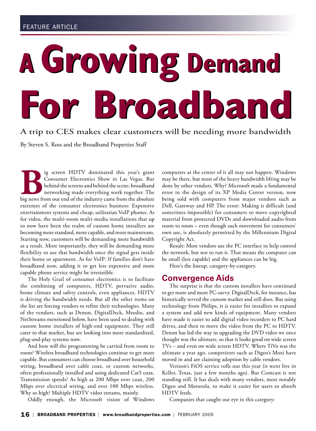 Consumer Electronics Trends and Broadband Demand