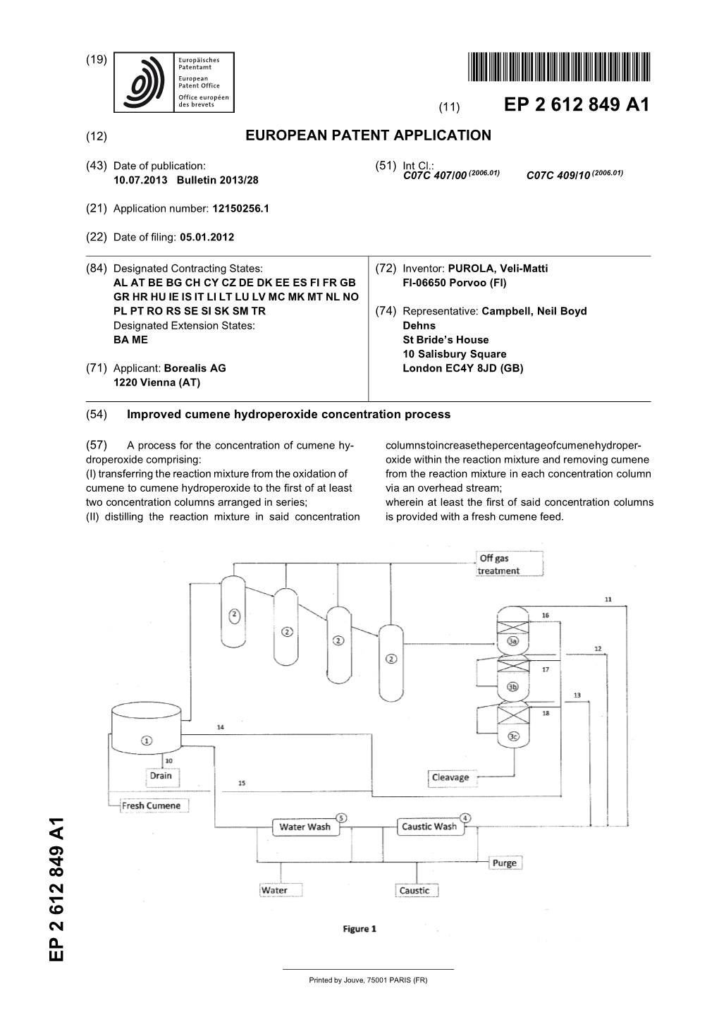 Improved Cumene Hydroperoxide Concentration Process