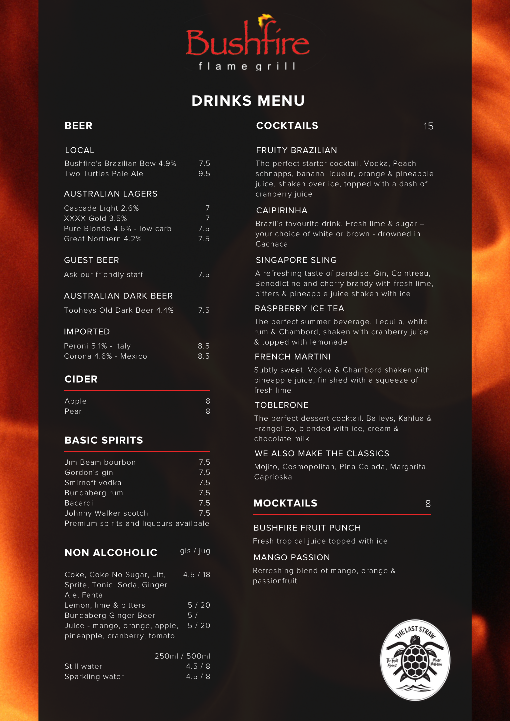 Bushfire Menu