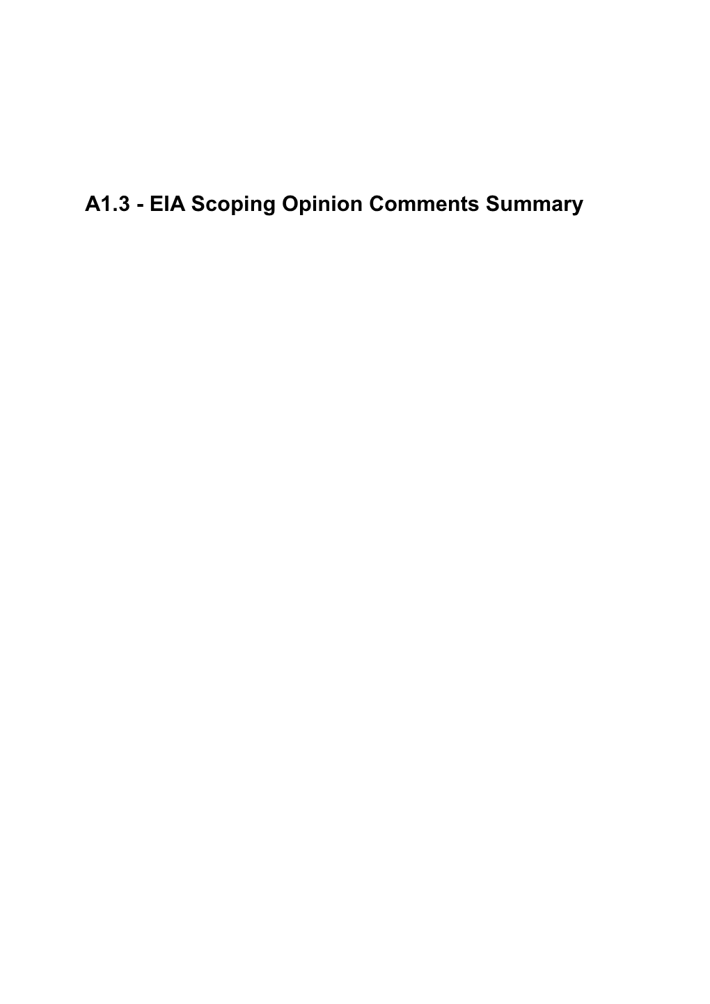 EIA Scoping Opinion Comments Summary