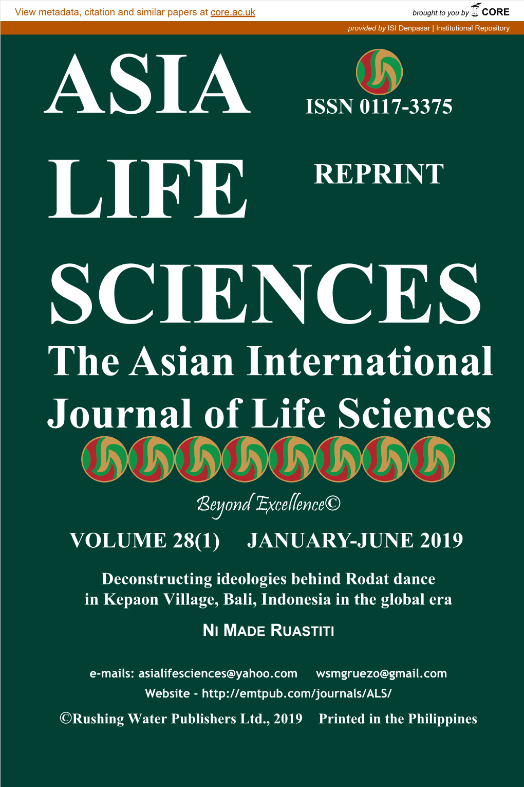 The Asian International Journal of Life Sciences