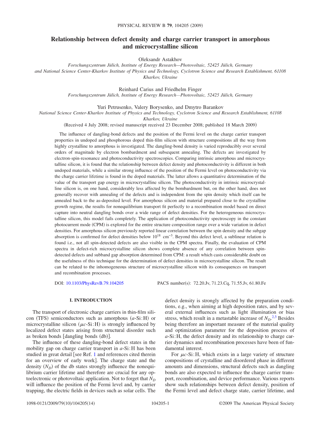 Relationship Between Defect Density and Charge Carrier Transport in Amorphous and Microcrystalline Silicon