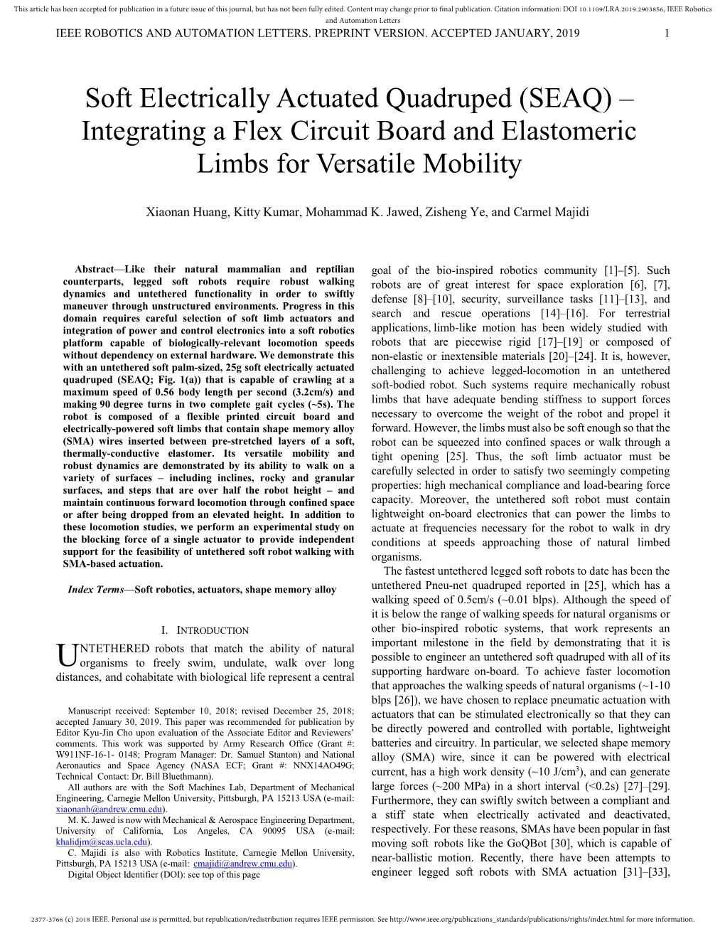 SEAQ) – Integrating a Flex Circuit Board and Elastomeric Limbs for Versatile Mobility