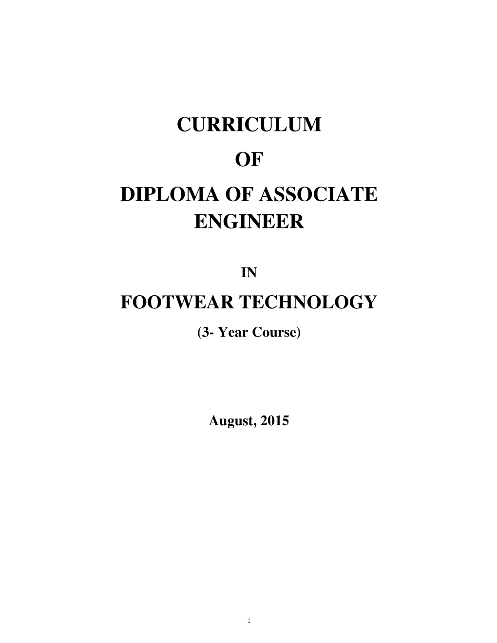 FOOTWEAR TECHNOLOGY (3- Year Course)
