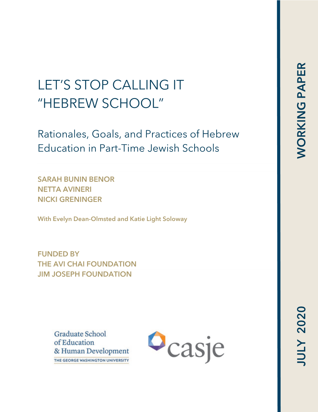 Let's Stop Calling It “Hebrew School”