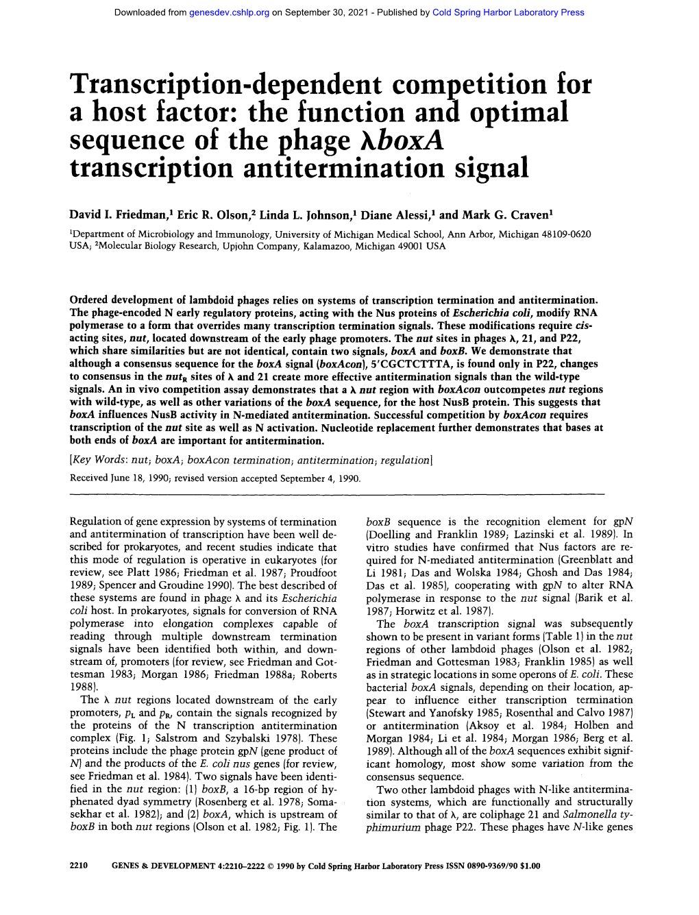 The Function and Optimal Sequence of the Phage \Boxa Transcription Antitermination Signal