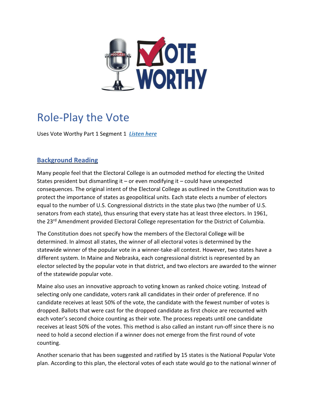 Role-Play the Vote