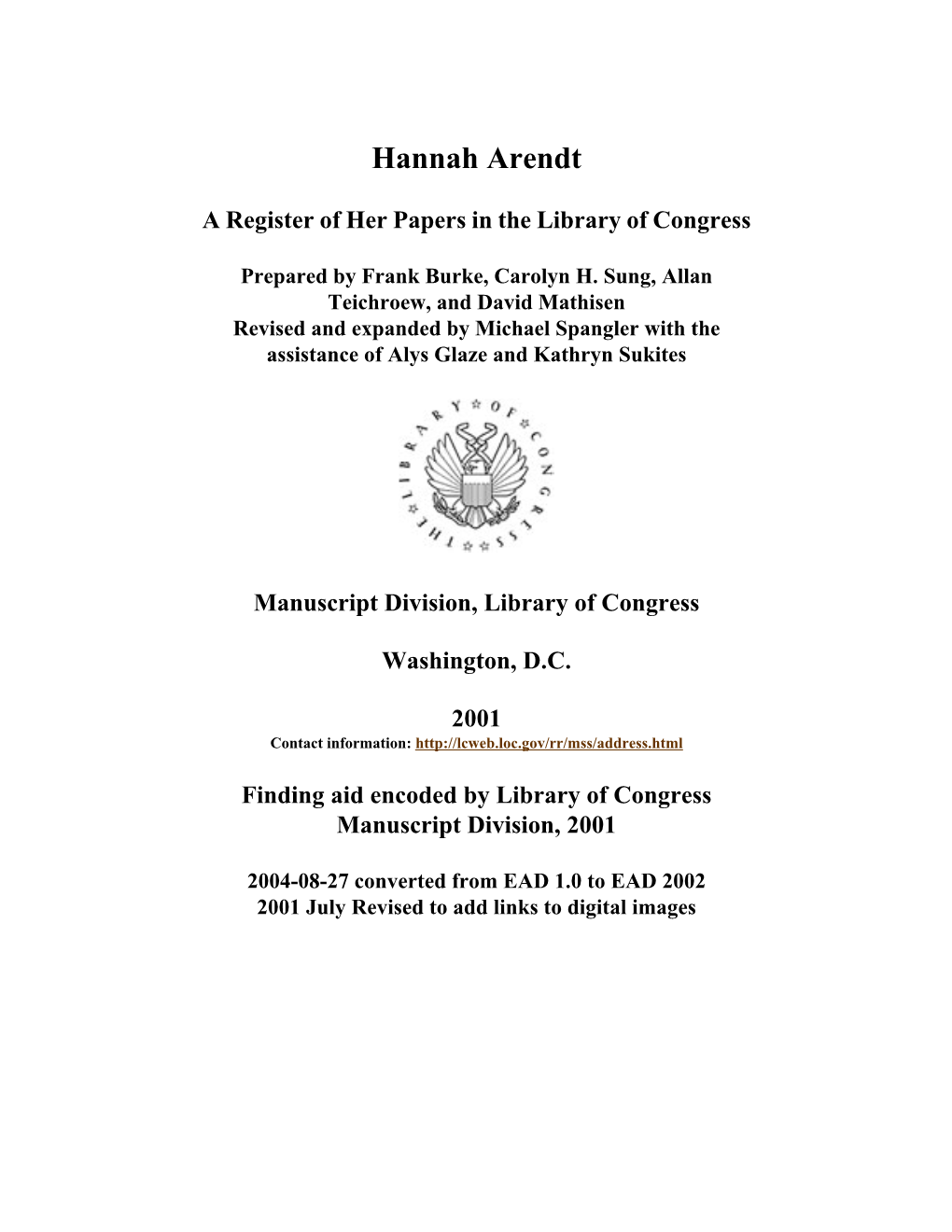 Papers of Hannah Arendt