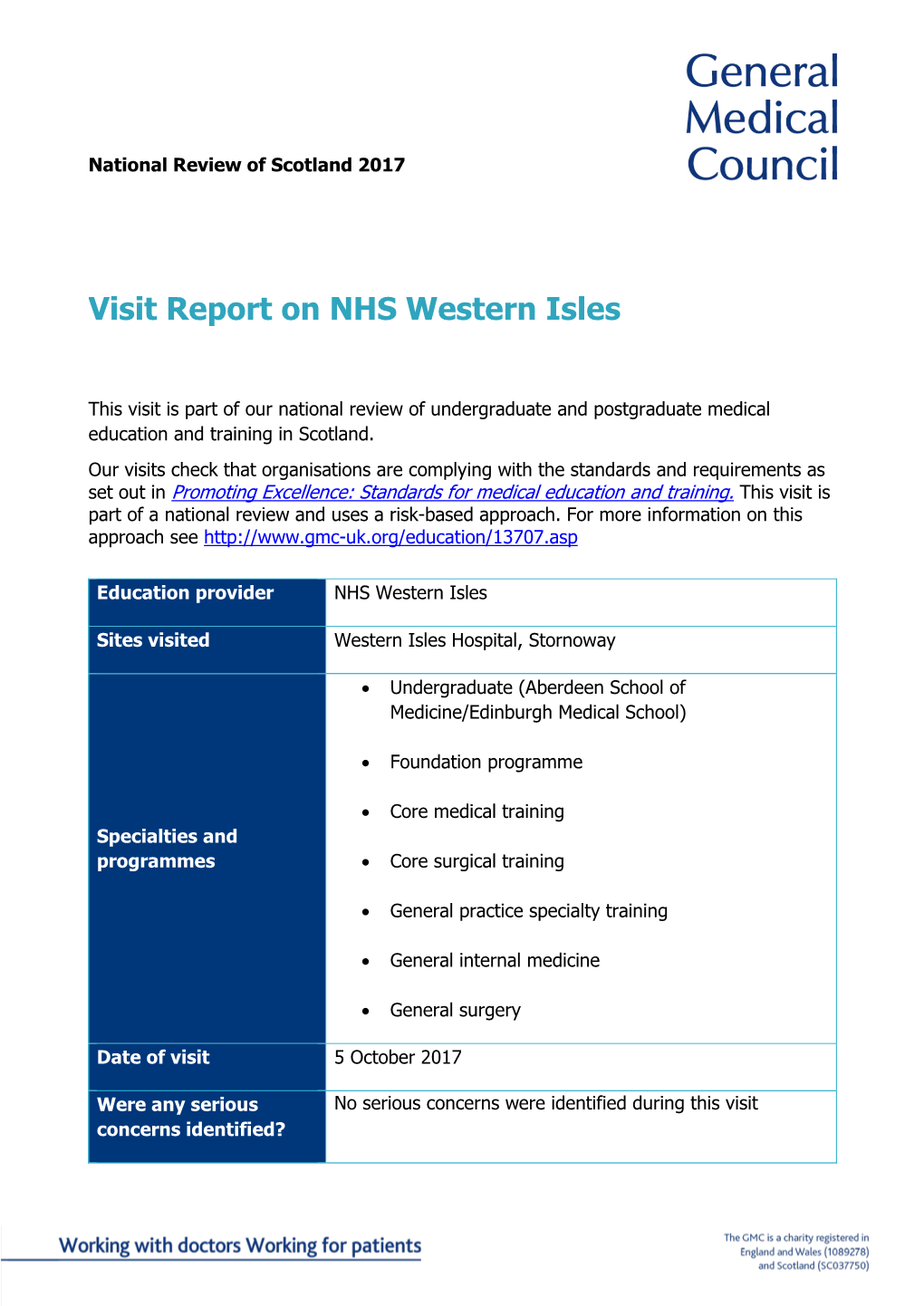 Visit Report on NHS Western Isles