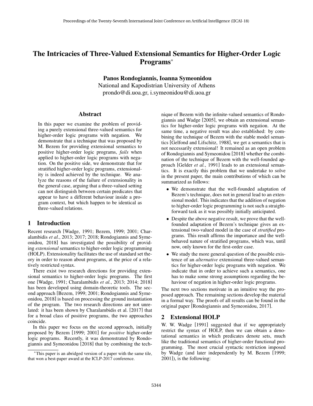 The Intricacies of Three-Valued Extensional Semantics for Higher-Order Logic Programs∗