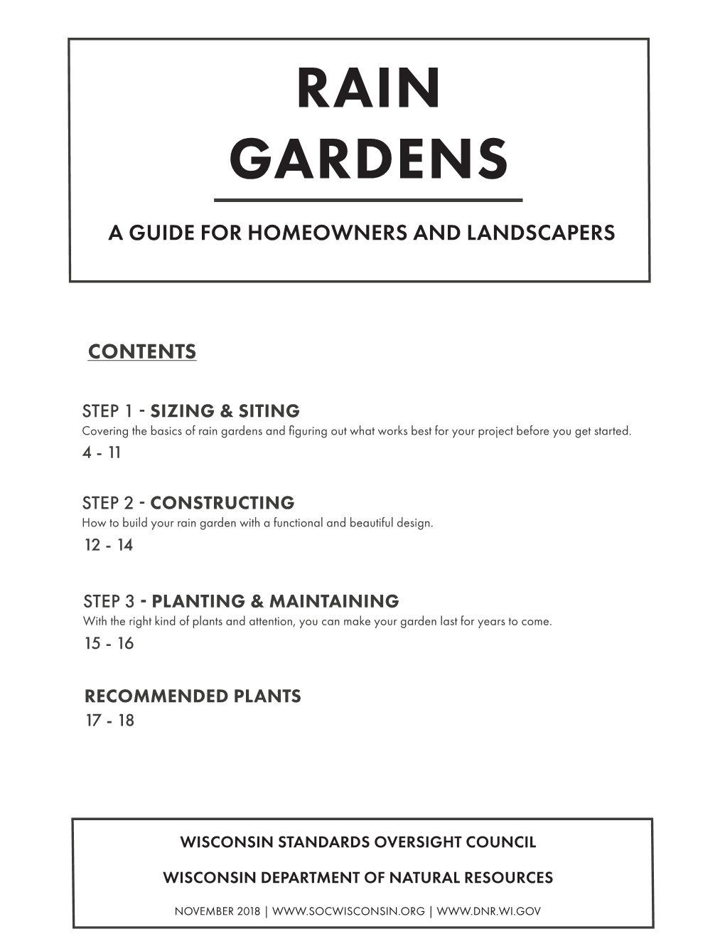 Rain Gardens: a Guide for Homeowners and Landscapers