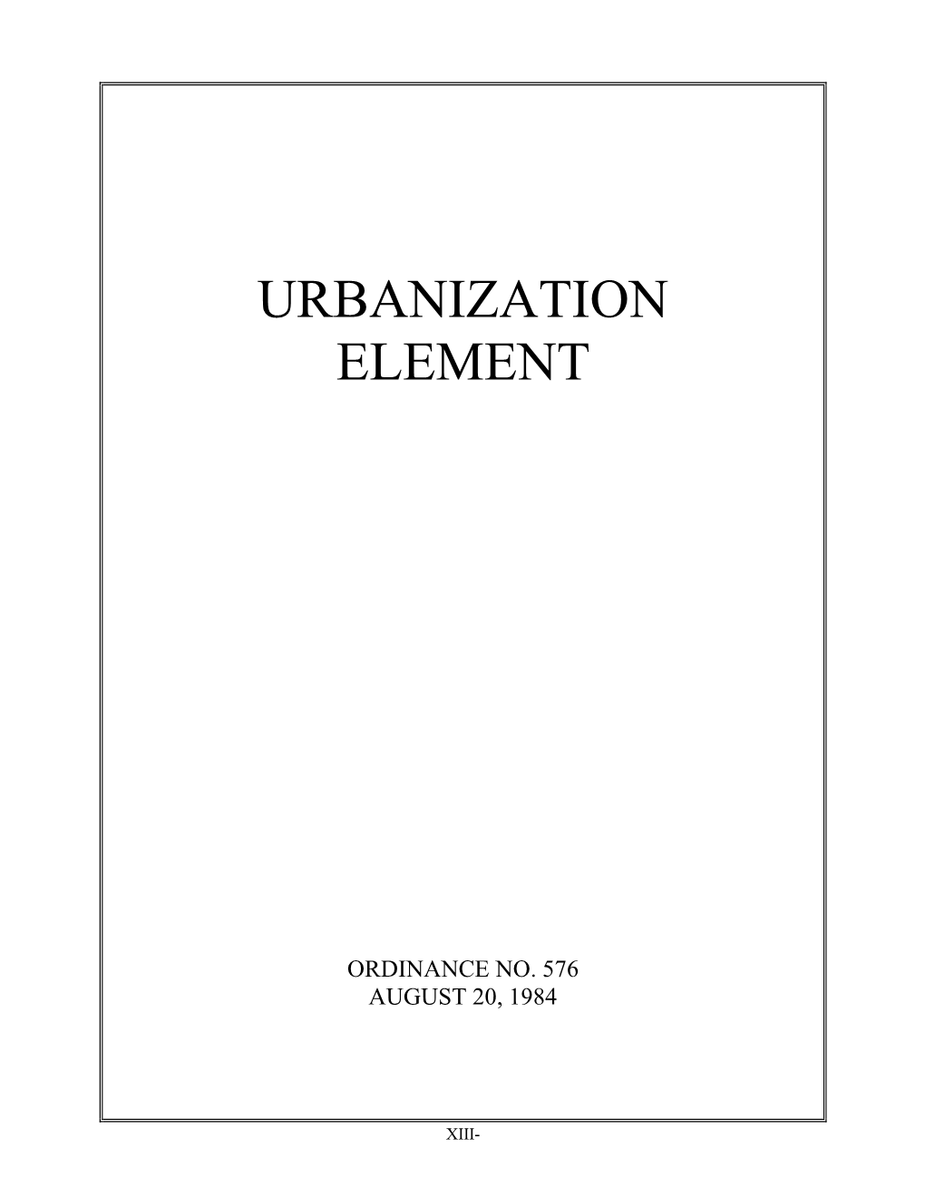Urbanization Element