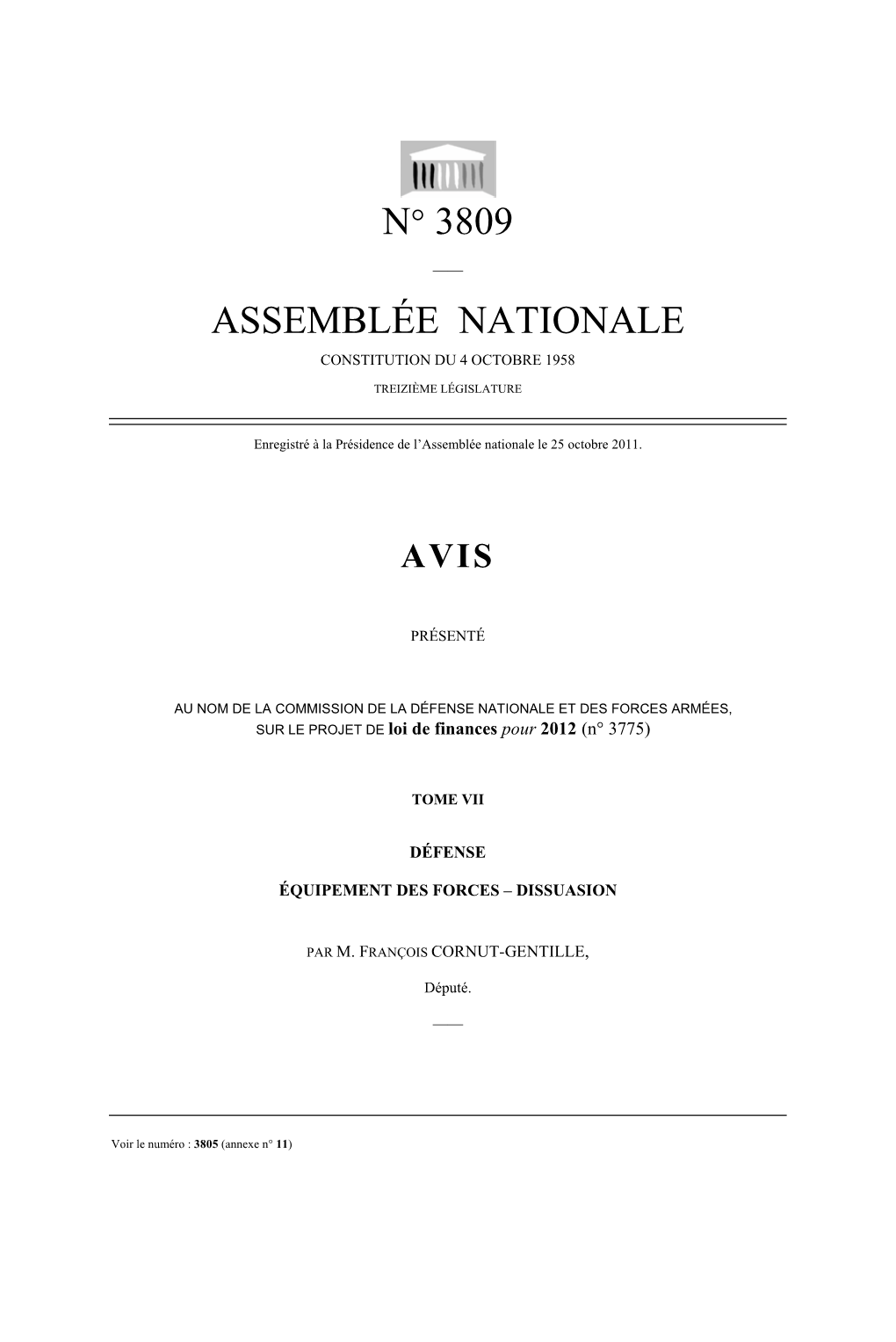 N° 3809 Assemblée Nationale