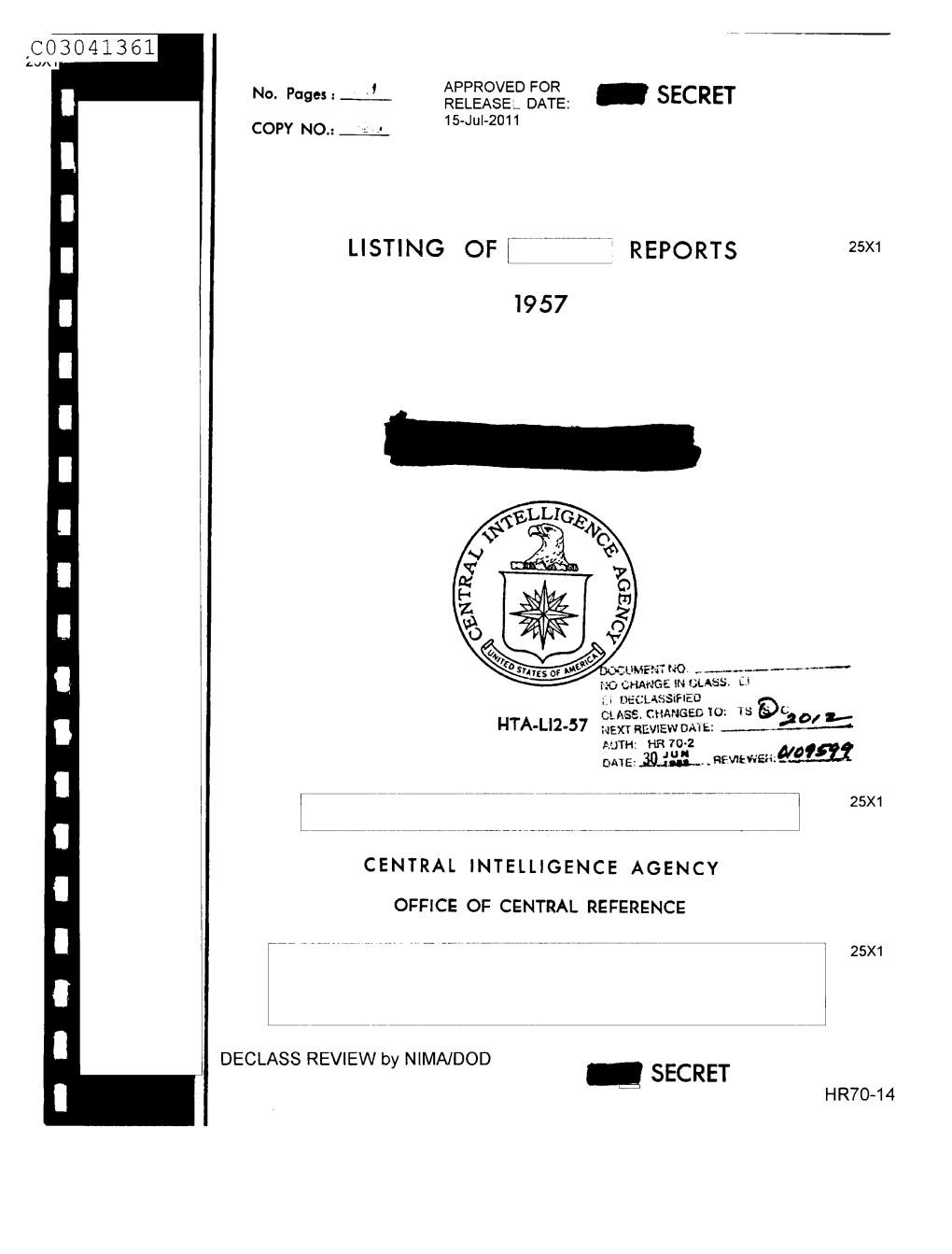 LISTING of REPORTS Imp SECRET 1957