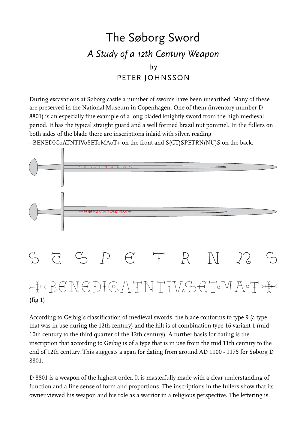 The Søborg Sword a Study of a 12Th Century Weapon by PETER JOHNSSON