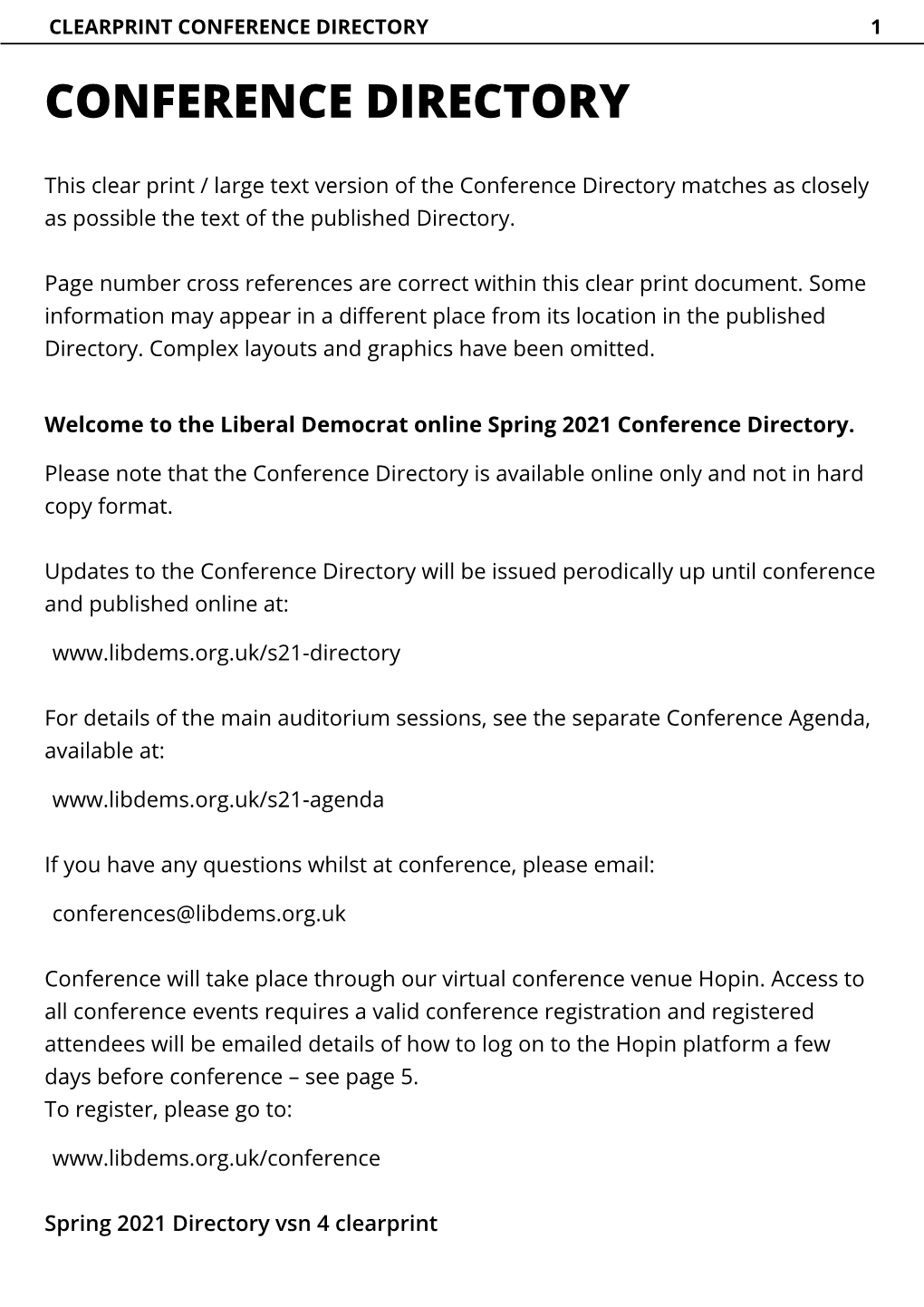 Conference Directory 1 Conference Directory