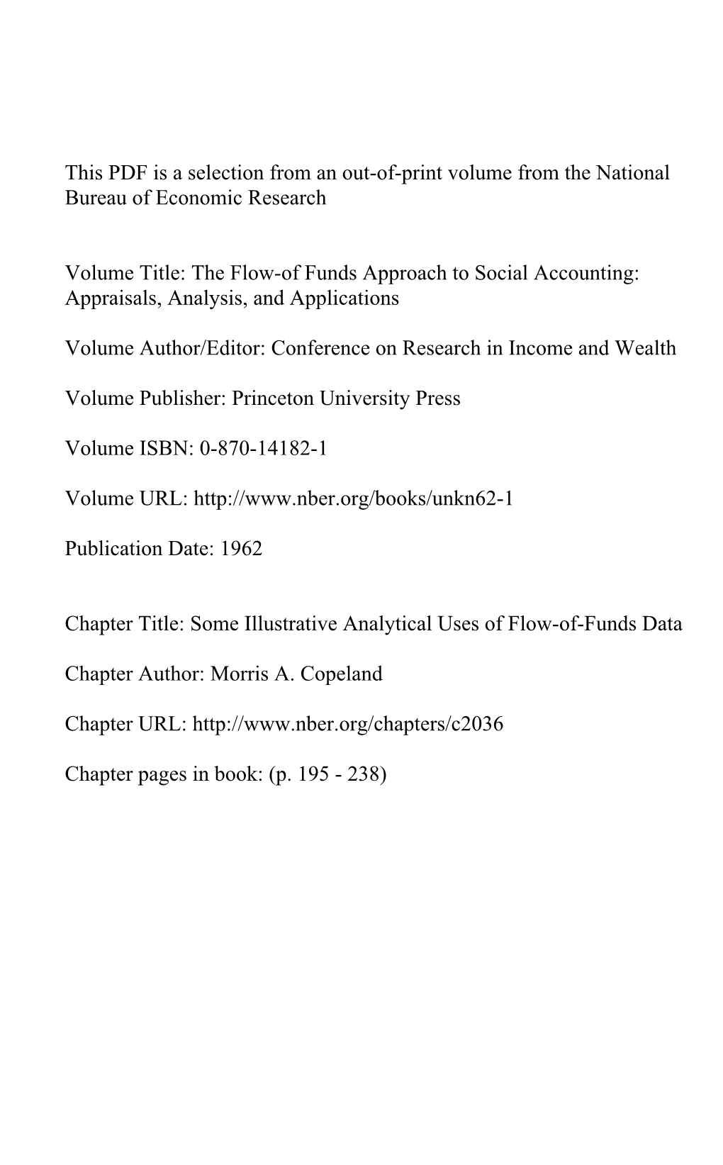 Some Illustrative Analytical Uses of Flow-Of-Funds Data