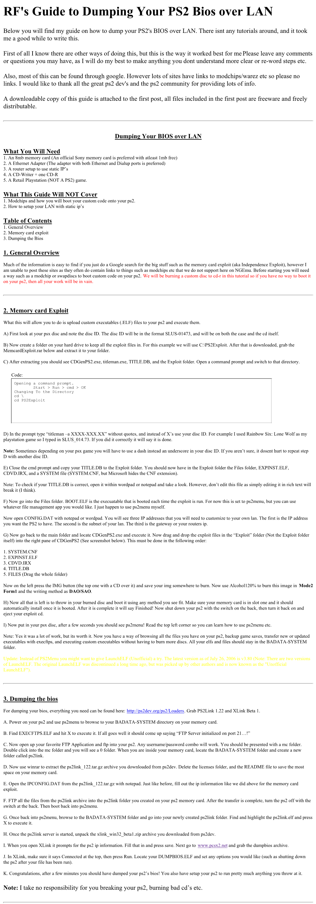 RF's Guide to Dumping Your PS2 Bios Over LAN -..:: PCSX2 Forums