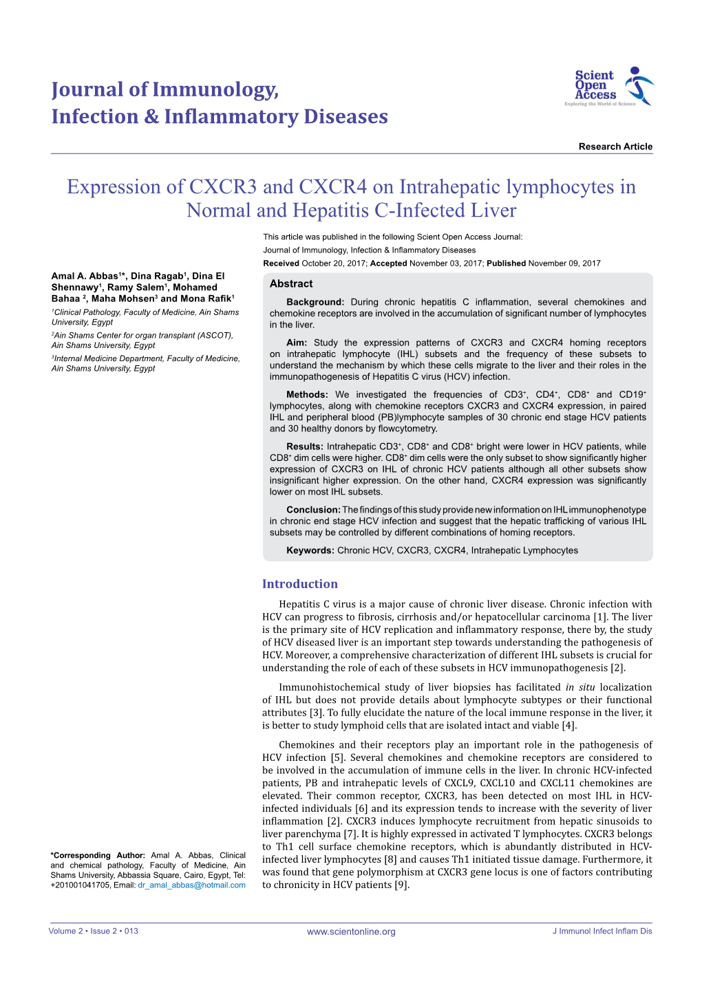 Expression of CXCR3 and CXCR4 on Intrahepatic Lymphocytes in Normal and Hepatitis C-Infected Liver