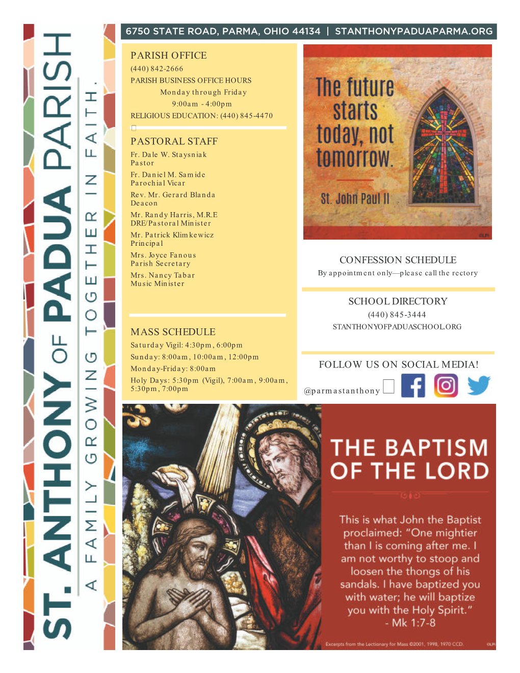 Confession Schedule Parish Office