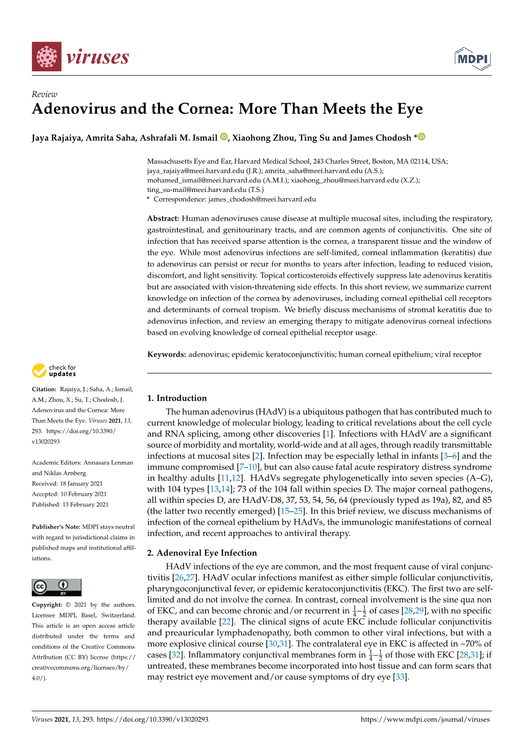 Adenovirus and the Cornea: More Than Meets the Eye