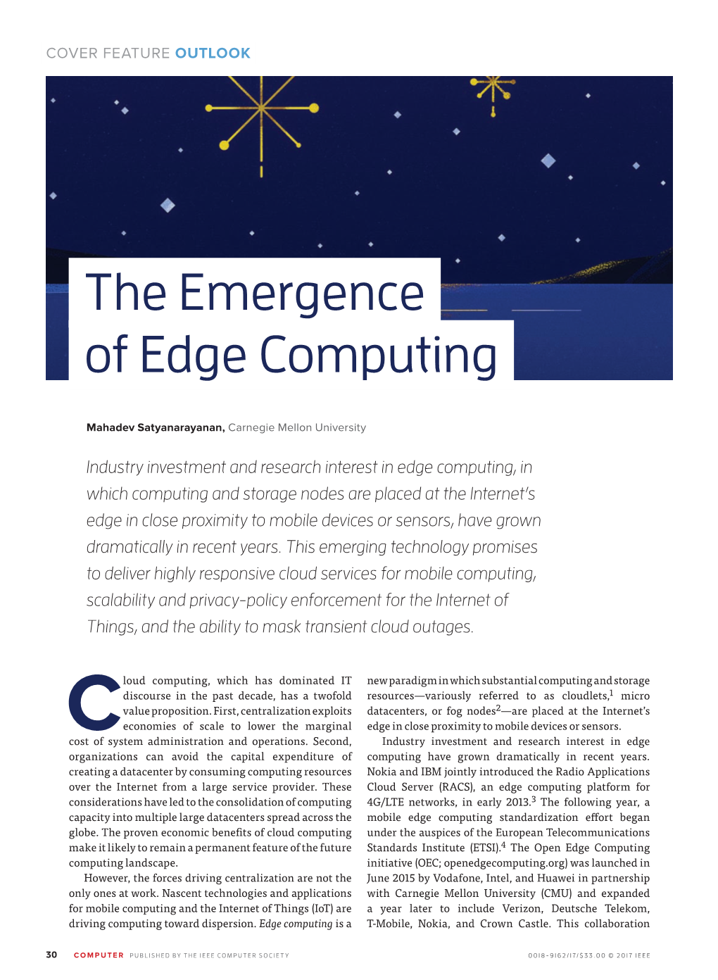 The Emergence of Edge Computing