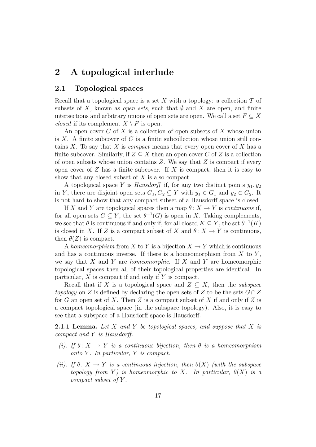 2 a Topological Interlude