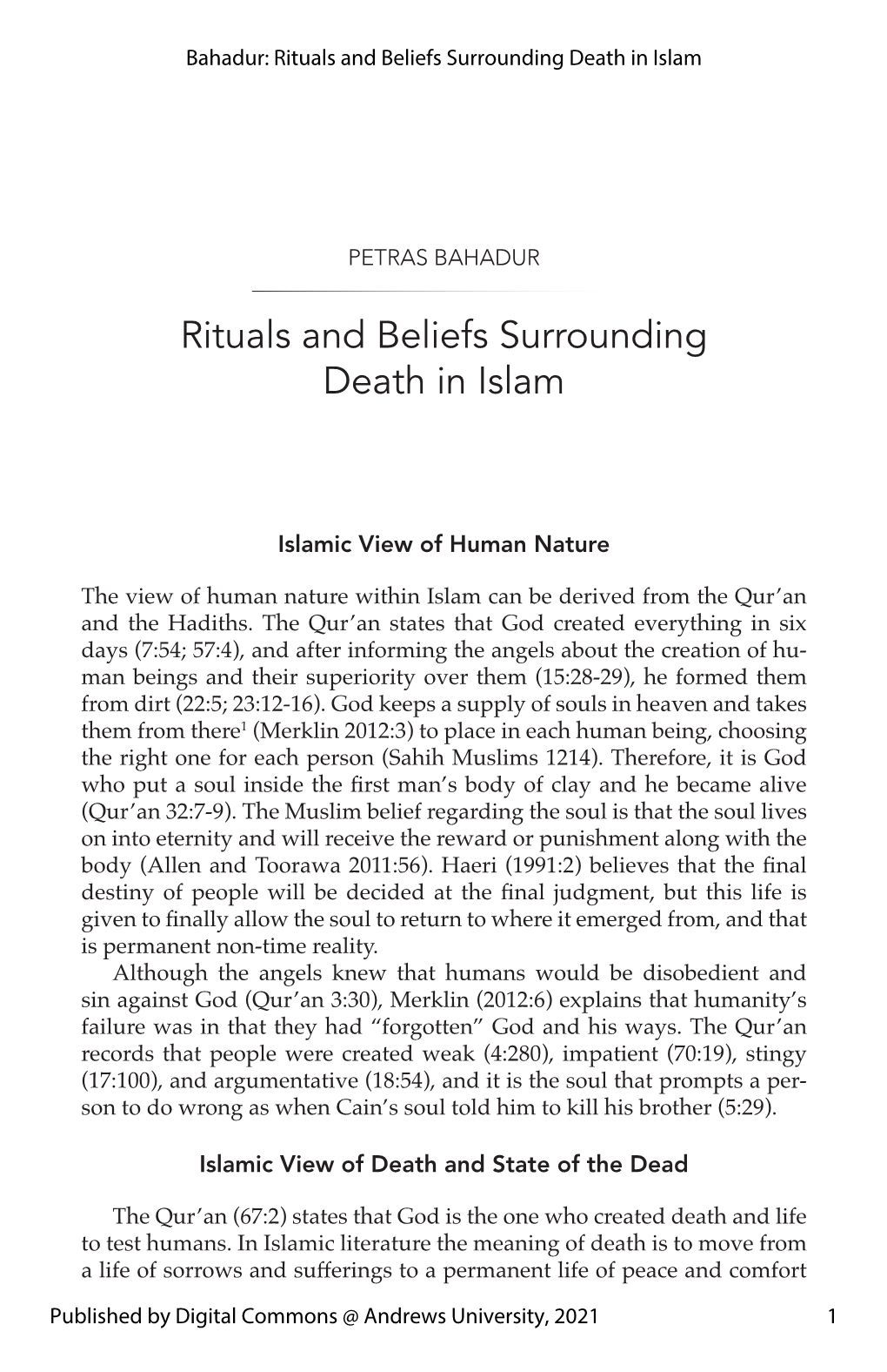 Rituals and Beliefs Surrounding Death in Islam