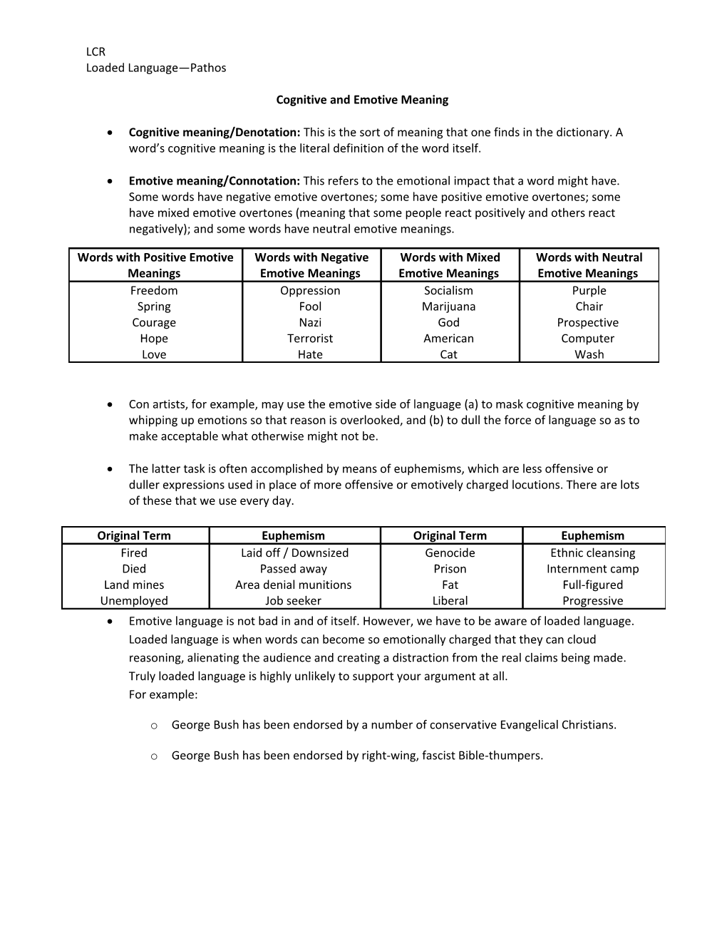 Cognitive and Emotive Meaning