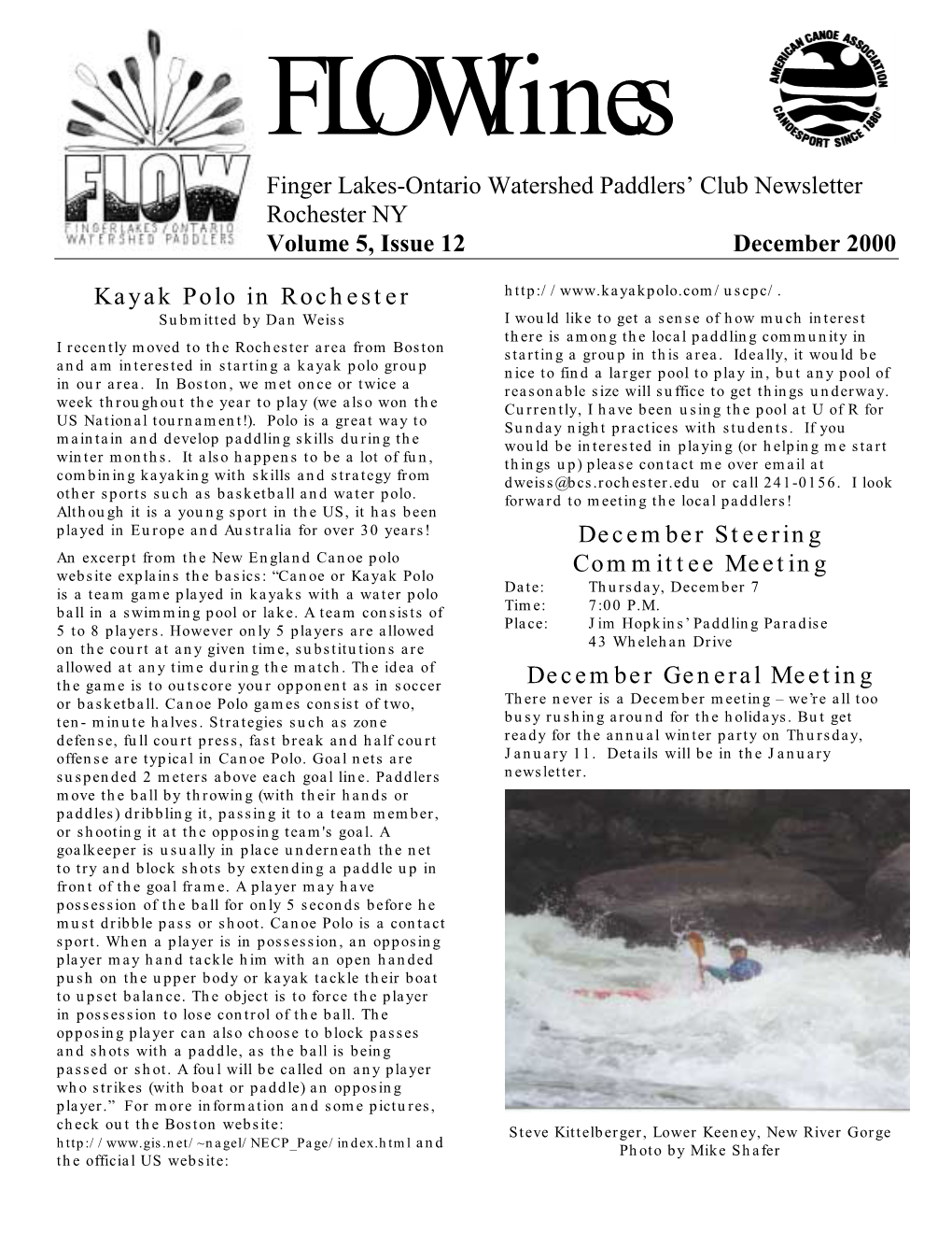 Finger Lakes-Ontario Watershed Paddlers' Club Newsletter