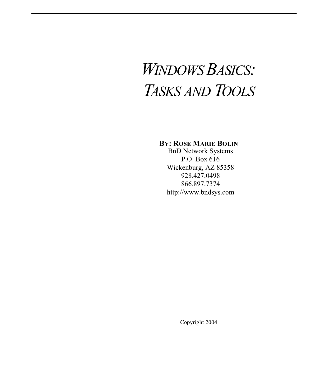 Windows Basics: Tasks and Tools