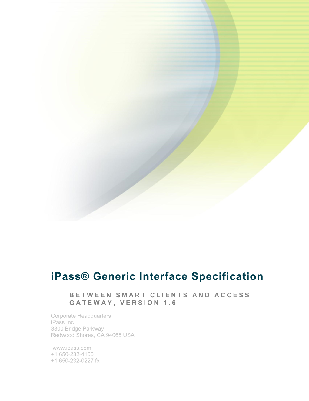 Ipass® Generic Interface Specification