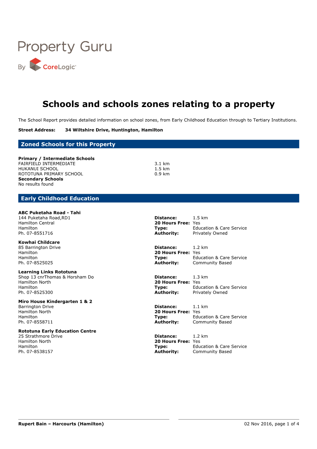 Schools and Schools Zones Relating to a Property