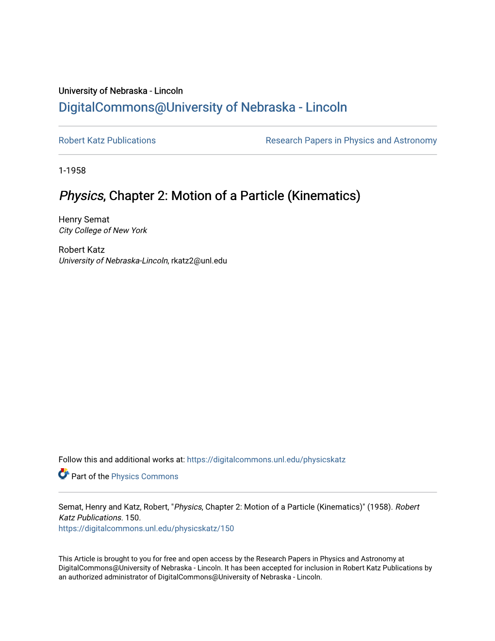 Physics, Chapter 2: Motion of a Particle (Kinematics)