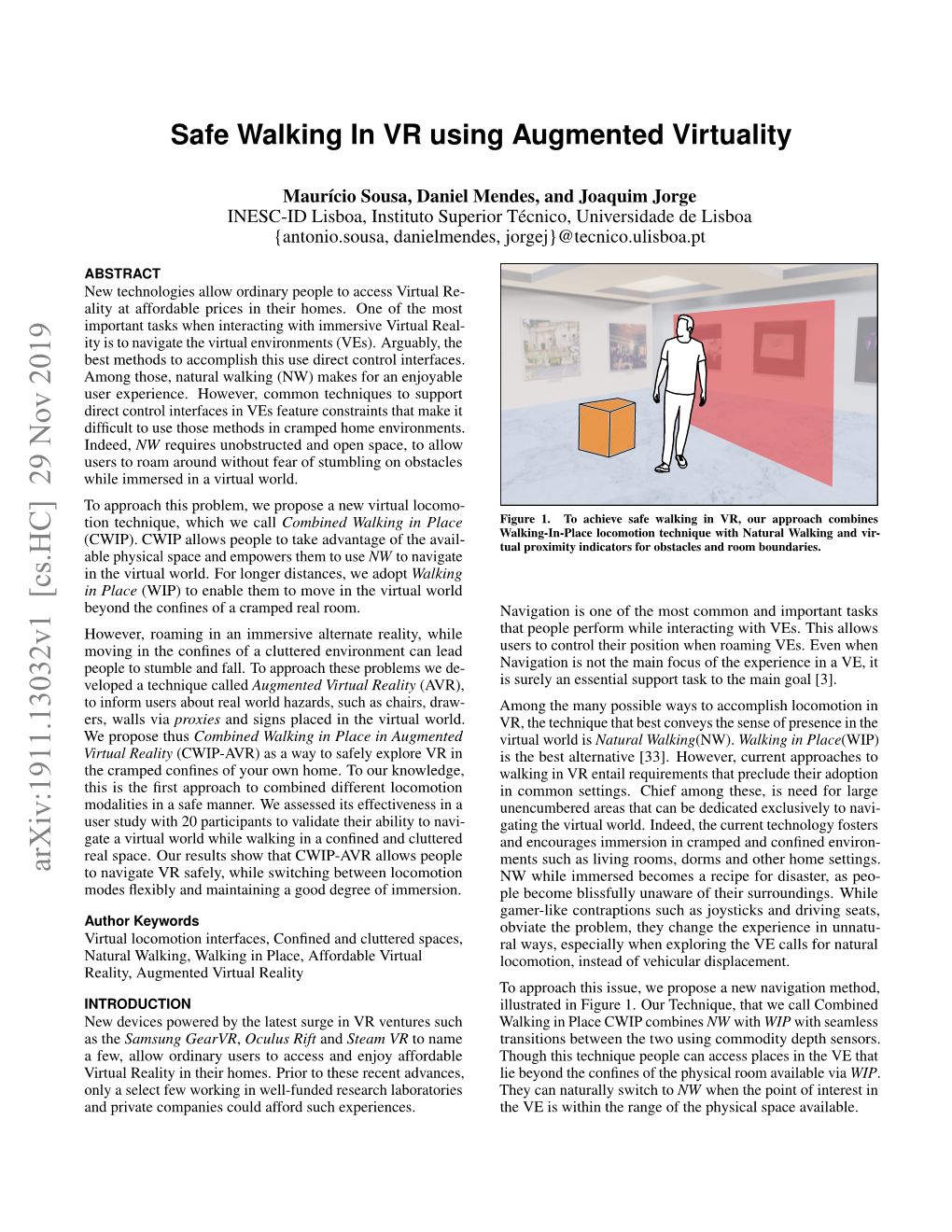 Safe Walking in VR Using Augmented Virtuality